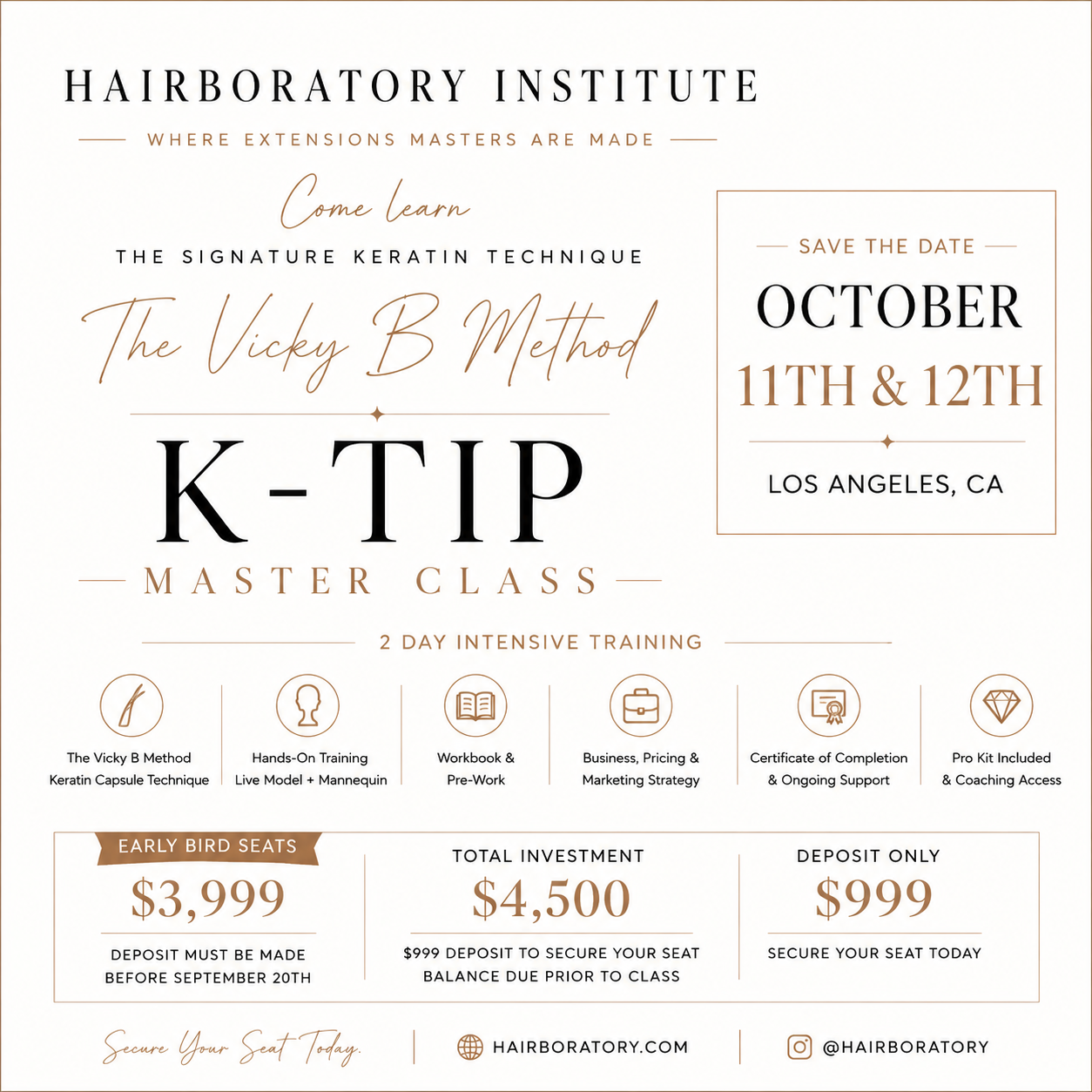 K tips Training Class In person Los Angeles | OCTOBER 11-12 ( Deposit only )